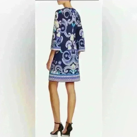 Laundry by Shelli Segal Shift Dress Size 6 Three Quarter Sleeve Square Neck - Picture 4 of 13